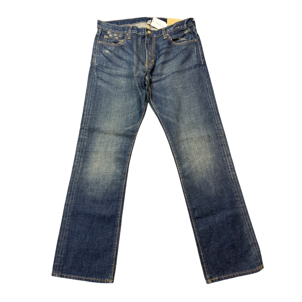 Banana Republic Jeans Mens 34x32 Blue New Slim Fit Distressed Straight Leg 0788